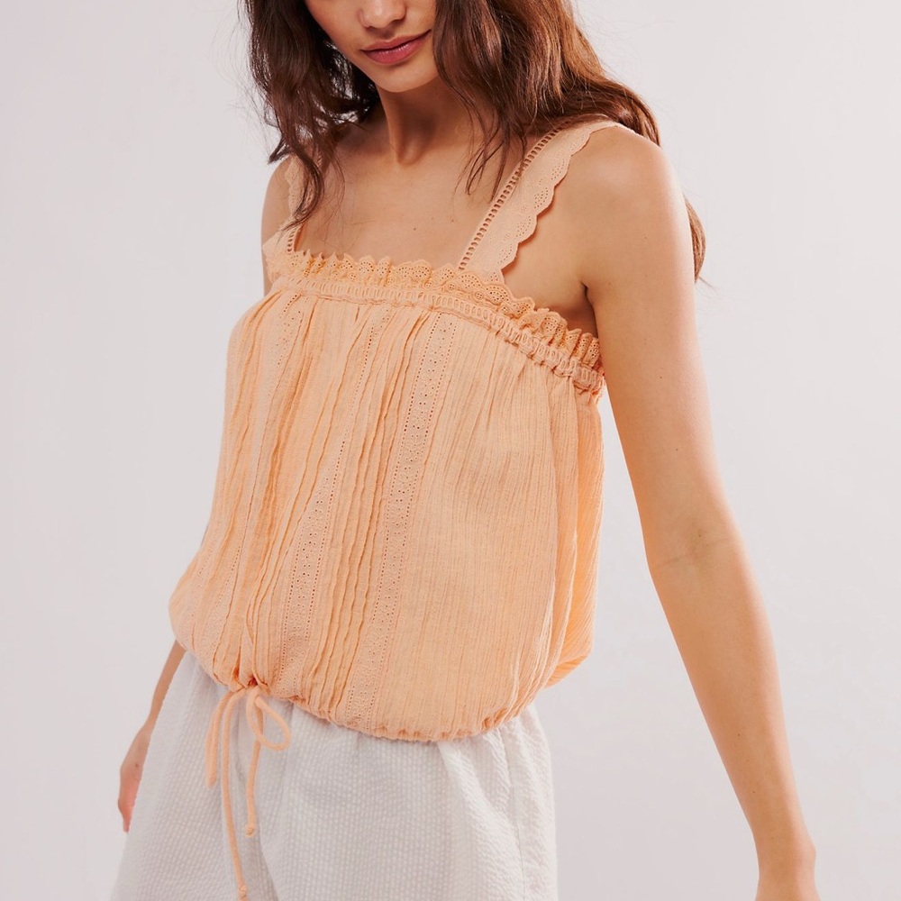 Free People Because of You Cotton + Linen Camisole in Peach Size XL NWT